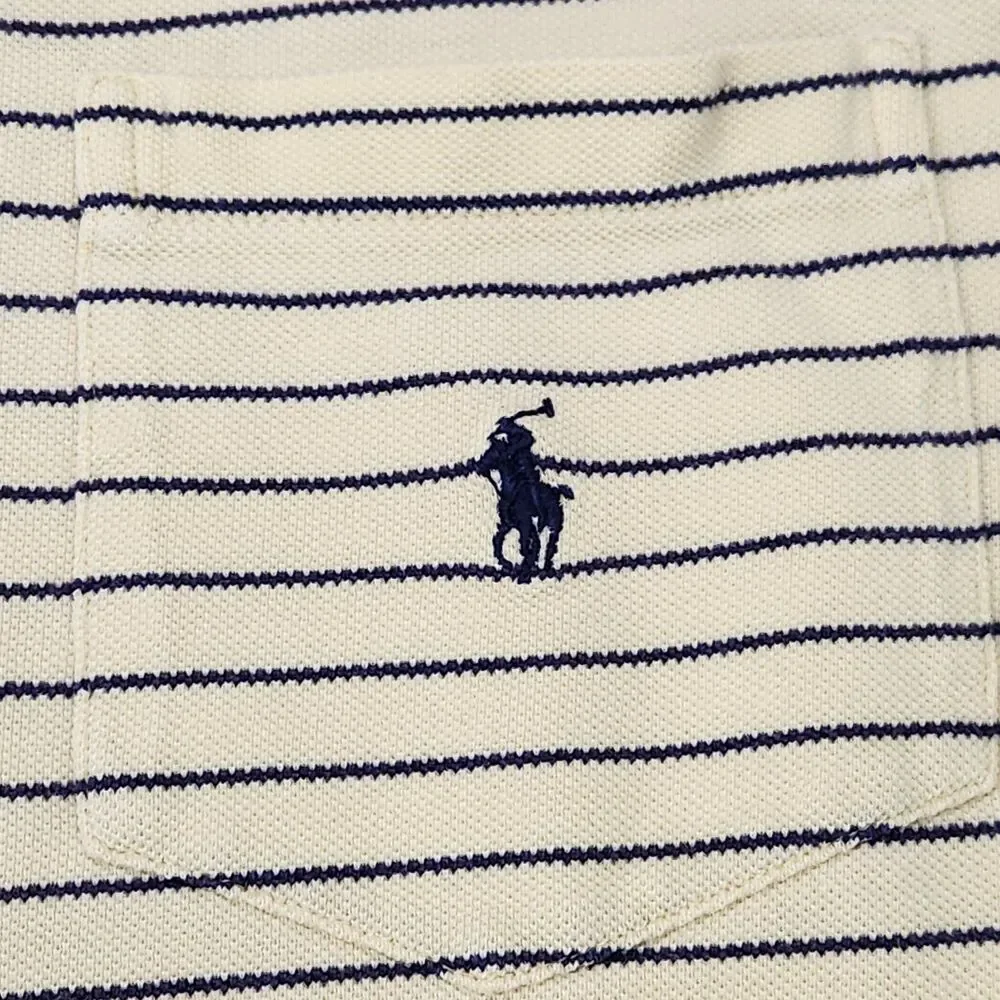 Polo Ralph Lauren Polo Shirt Men 2XL Yellow Striped Short Sleeve Pocket 90's Y2K